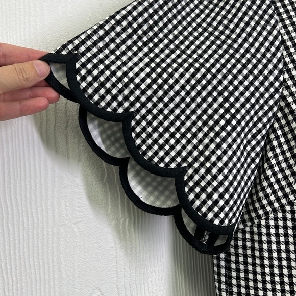 Kate Spade - NWT Jazzy Gingham Scalloped Ponte Short Sleeve Top Size XL - Picture 5 of 14